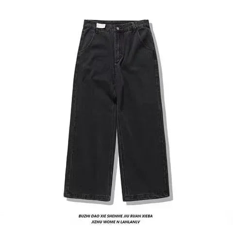 Retro New Southpole Jeans Skull Watermark Loose Jeans Men's and Women's Y2K Harajuku Gothic Hip Hop Skateboard Pants Street Wear
