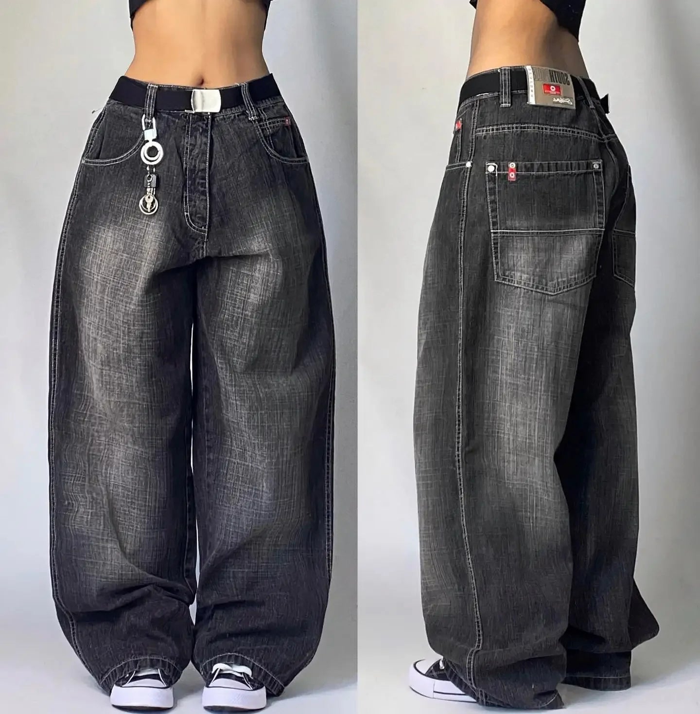 Y2K New Vintage Style Flare Jeans Women Low Waist Stretch Denim Pants With Contrast Waistband Casual Streetwear Trousers