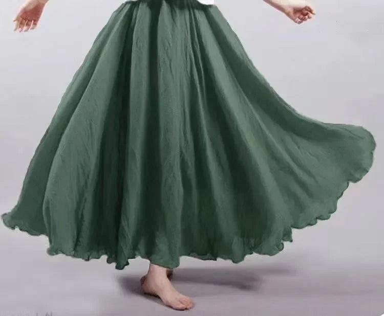 Fashion Cotton Linen Clothes Women Skirts Maxi Y2k Elegant Beach Saia Ropa Mujer Casual Vestido Boho Long Skirt Faldas Harajuku